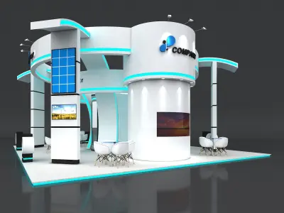 Exhibition Stand Booth Stall 12x10m Height 500cm 4 Side Open 3D model