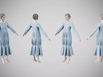 Dress 25 Light Blue Low-poly 3D model