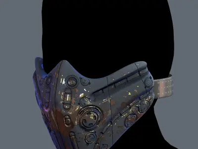 Gas mask helmet 3d model scifi Low-poly Low-poly 3D model