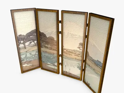 Japanese Shoji Screen Panel Room Divider Low Poly Low-poly 3D model