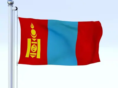 Animated Mongolia Flag Low-poly 3D model