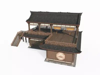 Ancient Asian Architectural Noodles 3D model