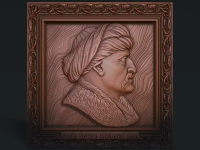 The Portrait of Mehmed II bas relief 3D print model