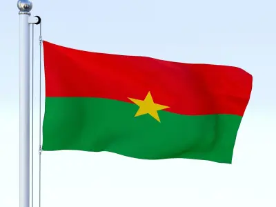 Animated Burkina Faso Flag Low-poly 3D model