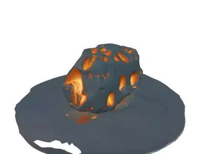Glowing Lava Meteorite Rock Low-poly 3D model