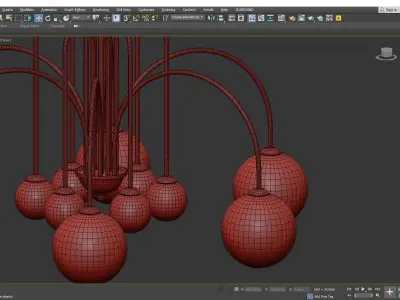 Modern Simplicity Round Chandelier Milk Glass Hanging  Low-poly 3D model