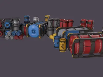 Sci-Fi Barrel Pack Low-poly 3D model