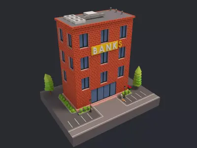 Bank Building Low-poly 3D model