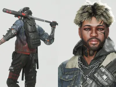 Cyberpunk Metalhead Character Low-poly 3D model