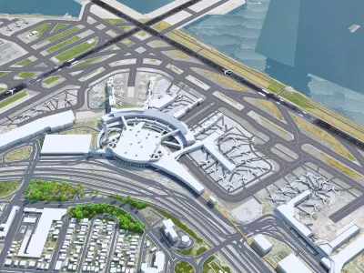 New York LaGuardia Airport 8km Low-poly 3D model