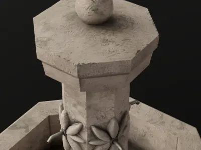 Fountain stone Low-poly 3D model