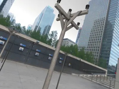 Wooden Electricity Pole without Ladder - Object 018 Low-poly 3D model