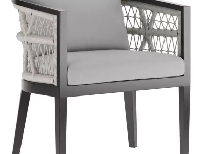 Armen Living Zella Outdoor Dining Chair in Aluminum with Light 3D model