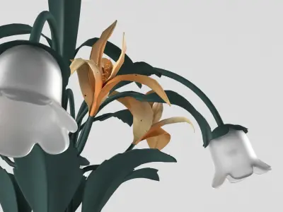 1980s Floral Ceiling Lamp 3D model