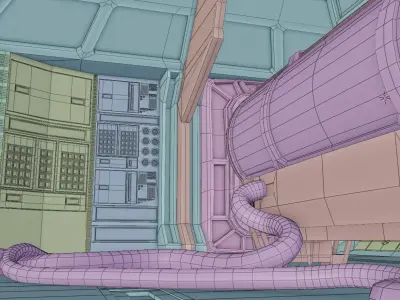 hi tech sci-fi spaceship sleeping chambers and pods Low-poly 3D model