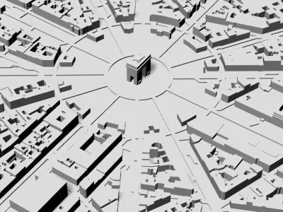 3D Paris Map City Art Landmark Model of Paris Skyline Art 3D print model