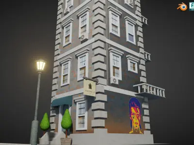 New York Style Apartment Building Low-poly 3D model