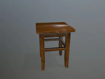 Footstool wooden table Low-poly 3D model