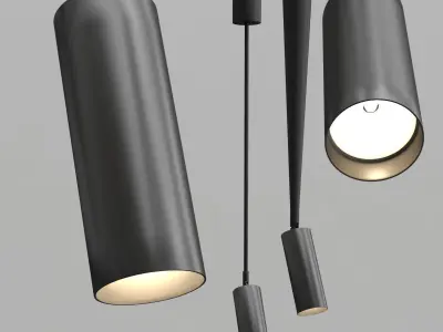 PALA collection pendant light with three metal rods 3D model