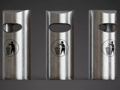 Street Trash Bin Game-Ready Low-poly 3D model