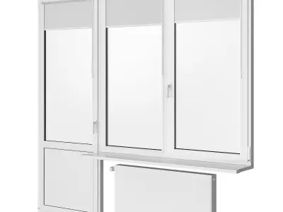 Windows window with two and radiator 3D model