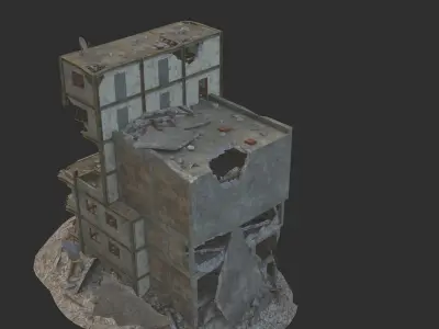 destroyed building Low-poly 3D model