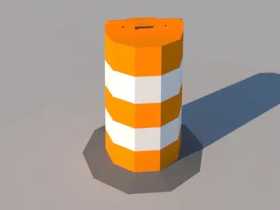 Round Road Barrier Bollard Low Poly Low-poly 3D model