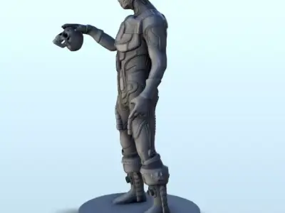 Alien soldier with light armour and skull 6 - Future Sci-Fi SF P 3D print model