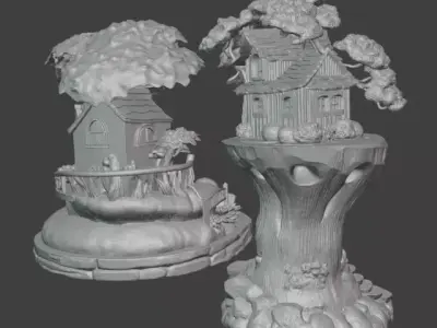 Fantasy Treehouse Village Miniature Fairy House 3D print model
