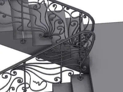 Multi level handrail 3D model