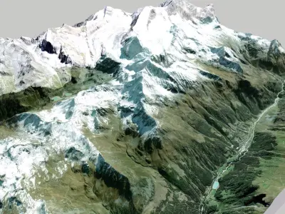 Mountain landscape Weisshorn Pennine Alps in Switzerland 3D model