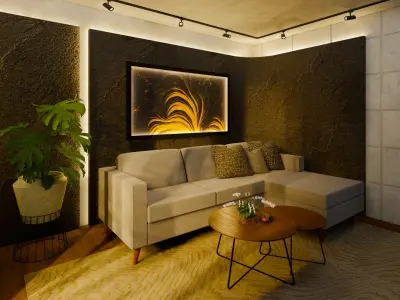 Industrial Contemporary Small Living Room 3D print model