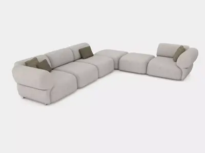 Cozy sofa with round shapes 3D model