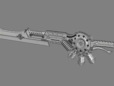 sword steampunk 2 gear 3D print model 3D print model 3D print model
