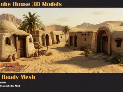 15 Adobe Mud Houses   3D model