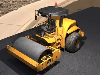 Steamroller Low-poly 3D model
