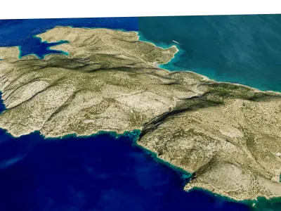 Leipsoi island full 3D model terrain Low-poly 3D model