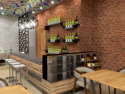 Modern industerial coffee shop 3d scene 3D model