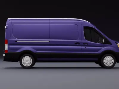 Transit Van Long Truck Night Blue 3D model