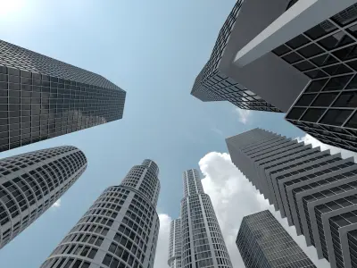 40 Basemesh modern buildings Low-poly 3D model