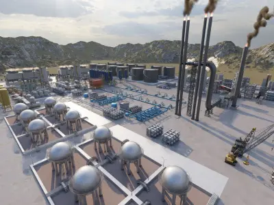 Petrochemical-Complex and Oil Gas Rig-Refinery power plant 3D model