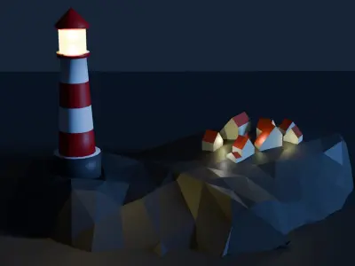 Low poly Lighthouse Low-poly 3D model purchase