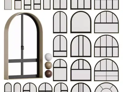 Modern Arched Windows Set 3D model