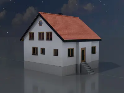 Modern single-family house version 1 L Low-poly 3D model