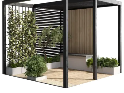 Landscape Furniture with Pergola and Roof garden 3D model