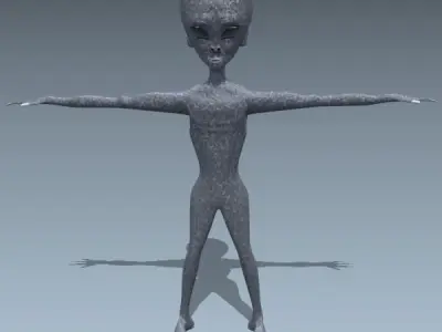 Blue skinny alien creature 3D print model