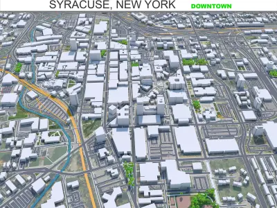 Syracuse Downtown New York USA Low-poly 3D model