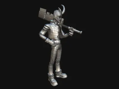 Cyber-Punk-Kid character from video game person Low-poly 3D model