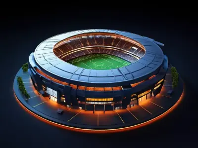 Realistic 3D Football Stadium Night Scene Low-poly 3D model