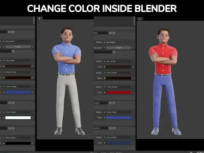 Cartoon Black Man Rigged Blender 3D model
